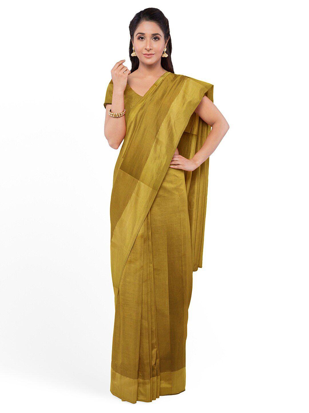 silk bazar gold-toned zari silk cotton saree