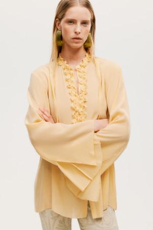 silk-blend embellished blouse