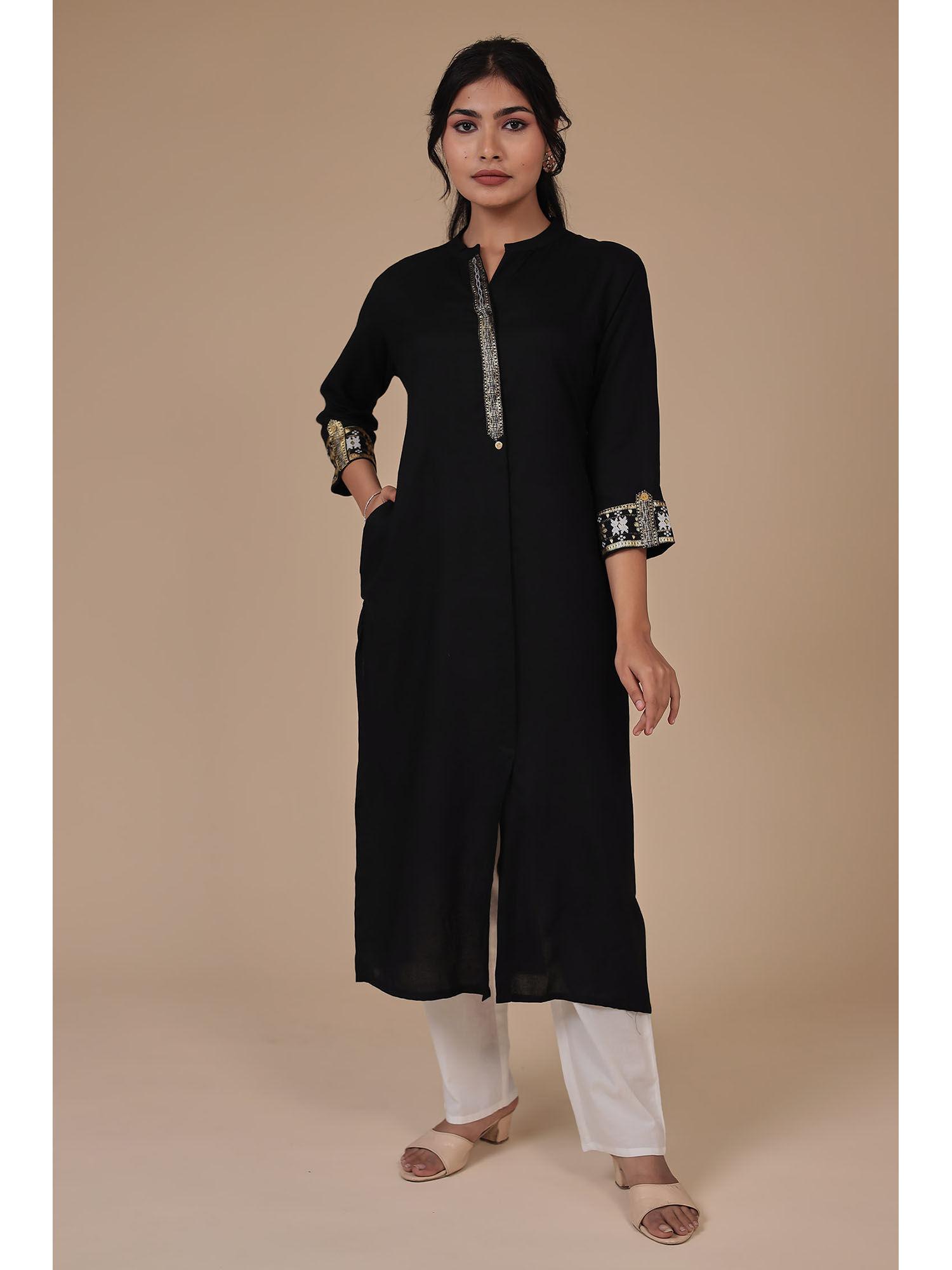 silk blend embellished kurta