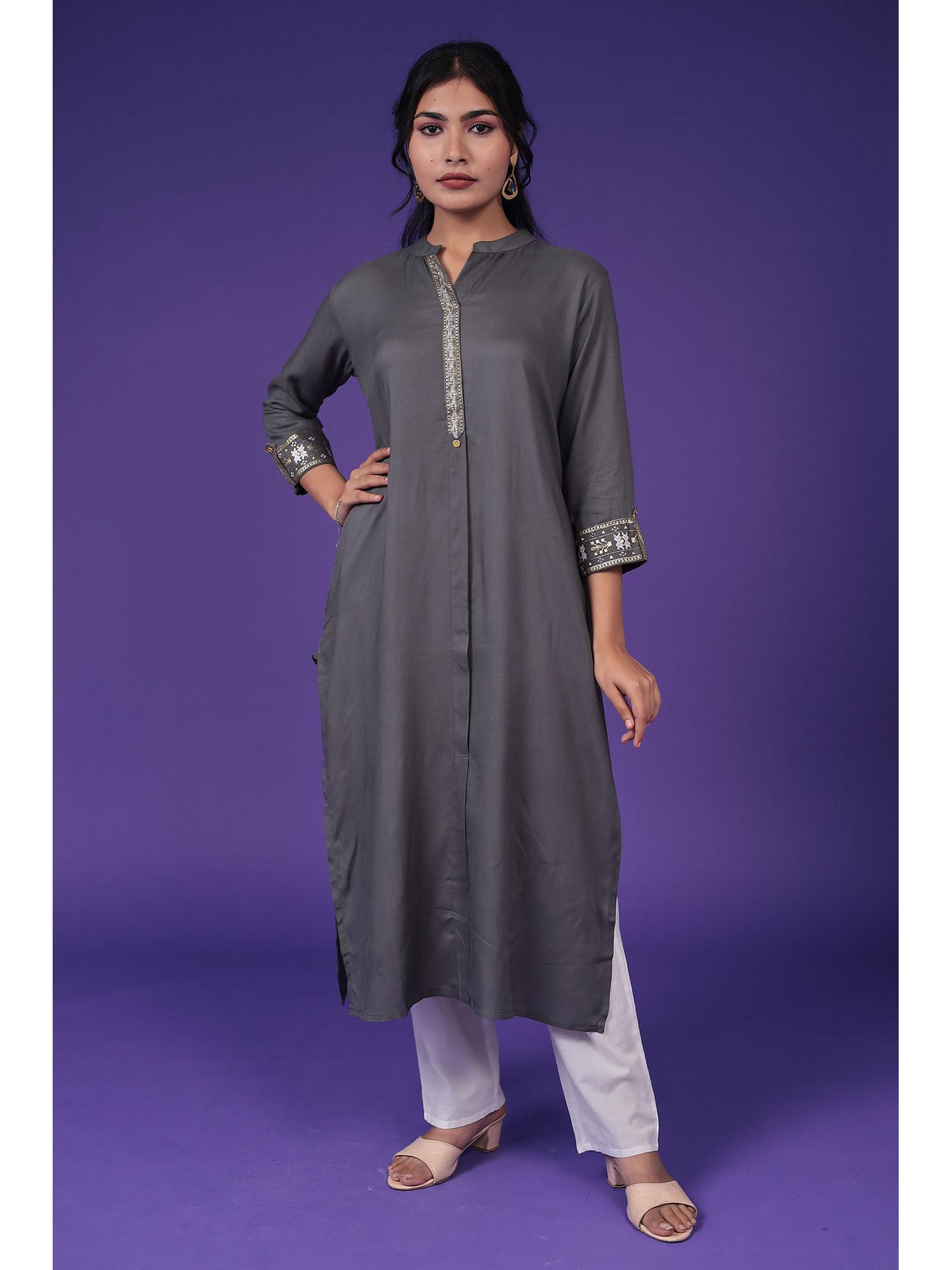 silk blend embellished kurta