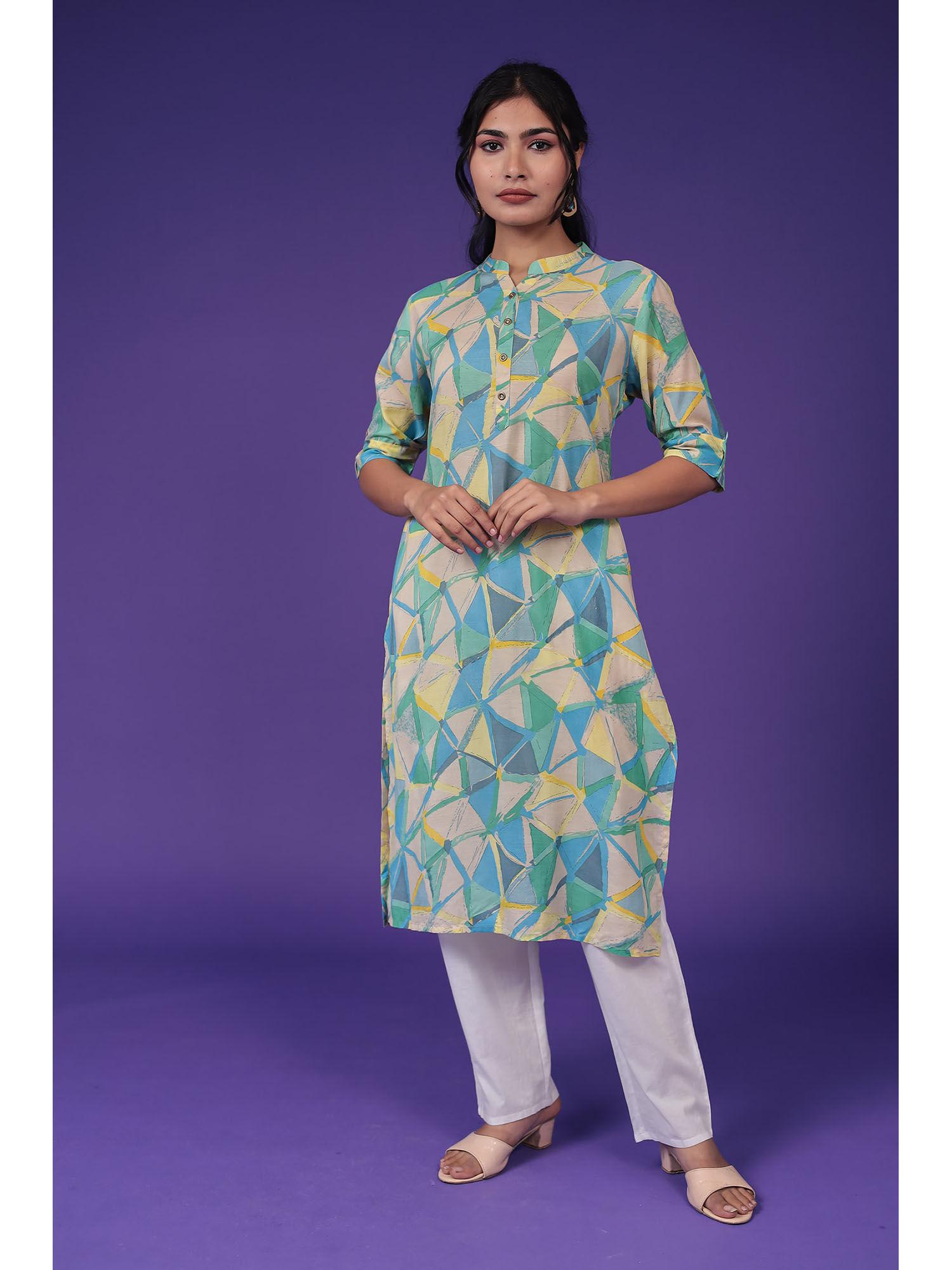 silk blend printed kurta