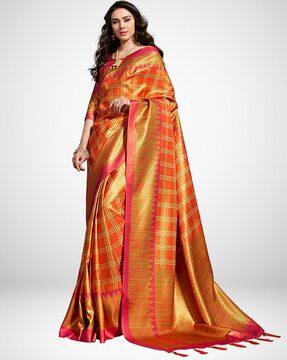 silk blend saree with unstitched blouse