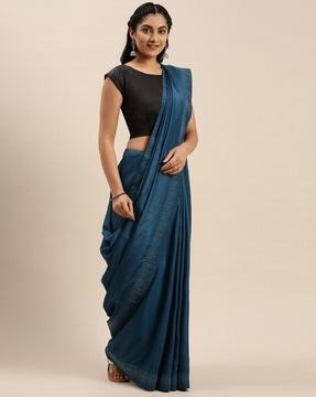 silk blend swarovski saree with blouse piece