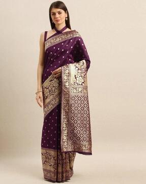 silk blend woven pattern banarasi saree