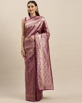 silk blend woven pattern banarasi saree