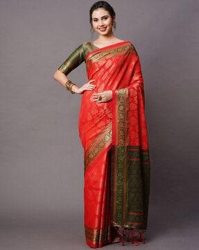 silk blend woven pattern saree