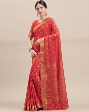 silk blend woven saree with blouse piece
