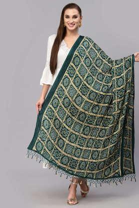 silk blend woven women dupatta - green