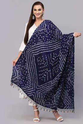 silk blend woven women dupatta - navy