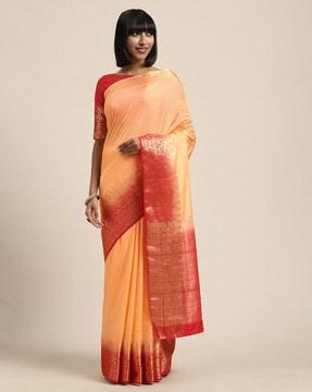 silk blend woven zari saree with blouse piece
