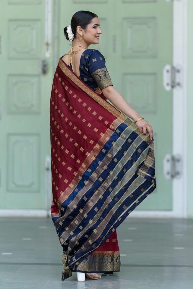 silk blend zari woven kanjeevaram womens saree