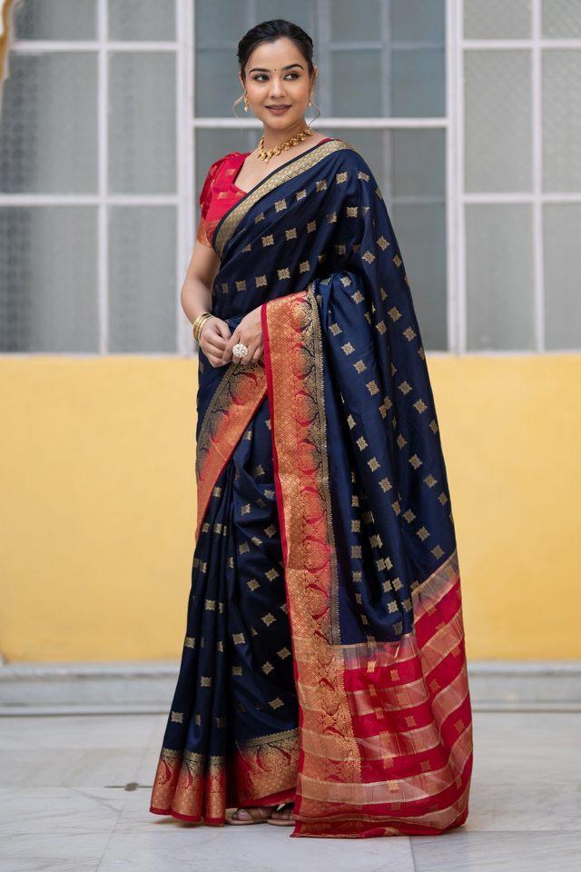 silk blend zari woven kanjeevaram womens saree