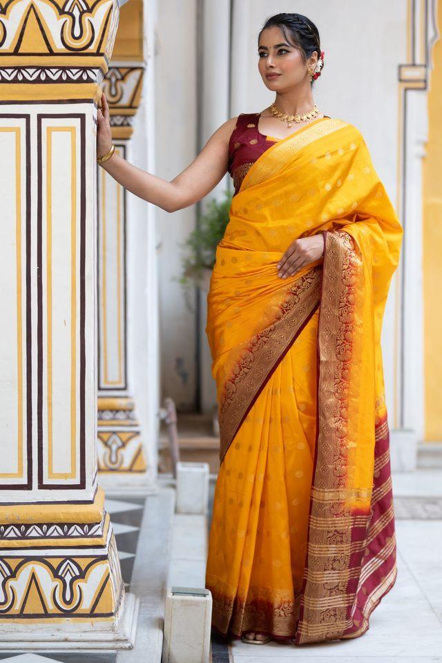 silk blend zari woven kanjeevaram womens saree