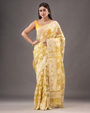 silk cotton buti work jamdani saree