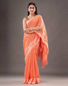 silk cotton buti work jamdani saree