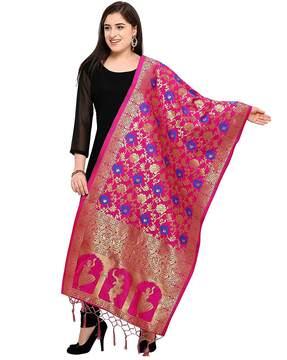 silk dupatta with woven pattern