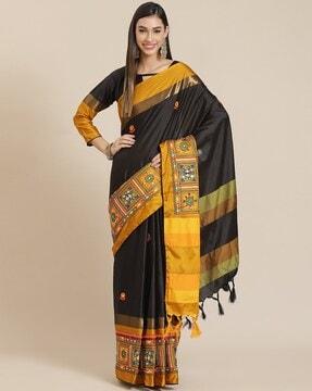 silk embroidered saree with blouse piece