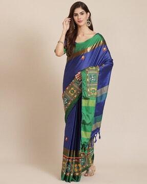 silk embroidered saree with blouse piece