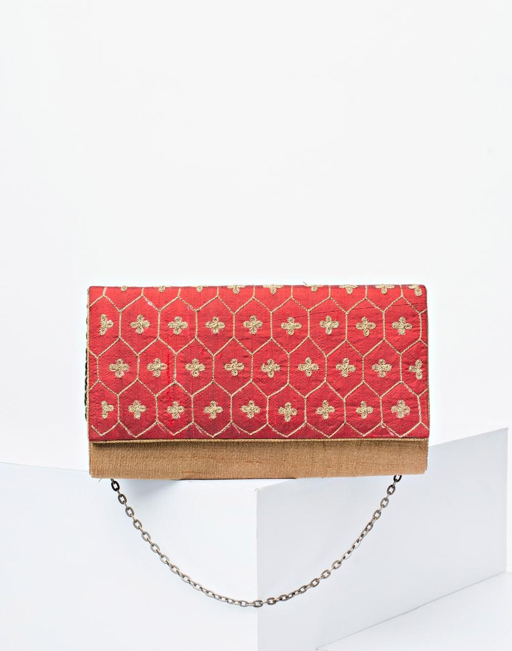 silk jaal embroidered clutch bag