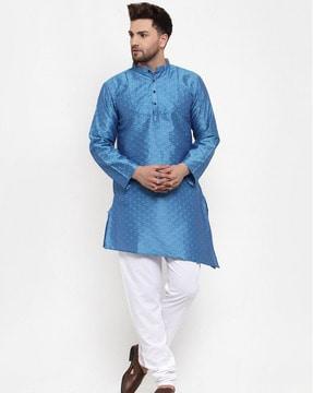 silk kurta with floral woven motifs