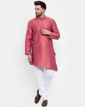 silk kurta with floral woven motifs