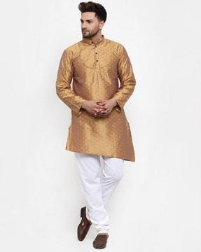 silk kurta with floral woven motifs