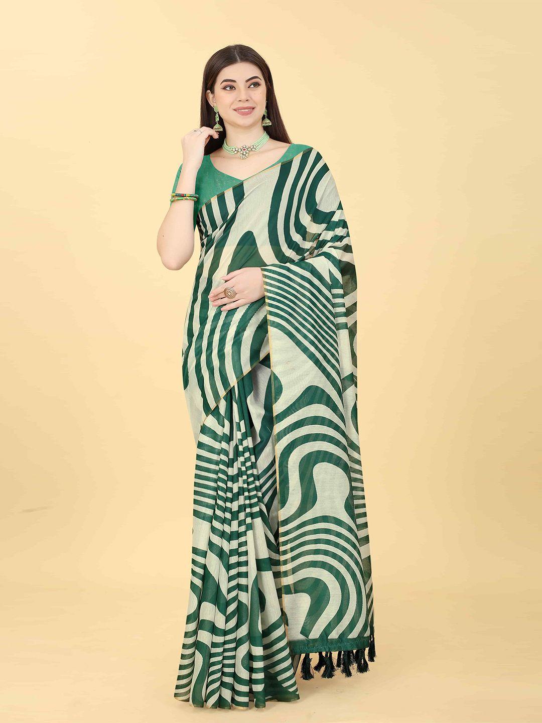 silk land abstract printed chanderi saree