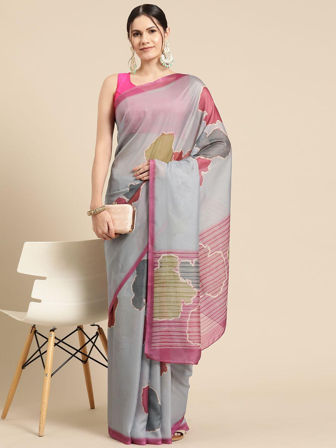 silk land abstract printed saree