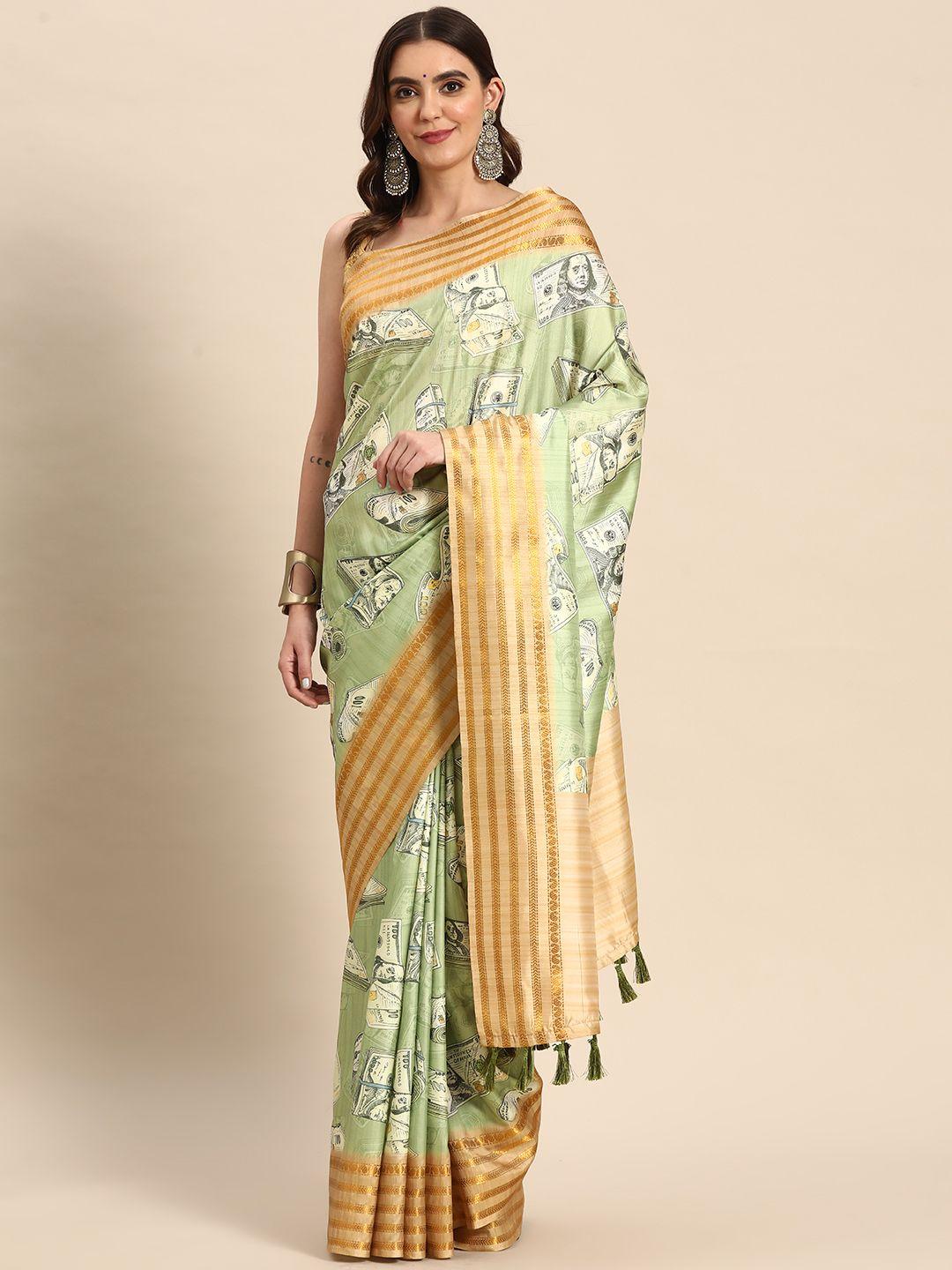 silk land abstract printed zari kanjeevaram saree