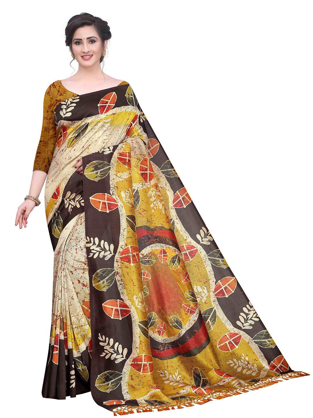 silk land beige coffee brown pure cotton saree with tassels