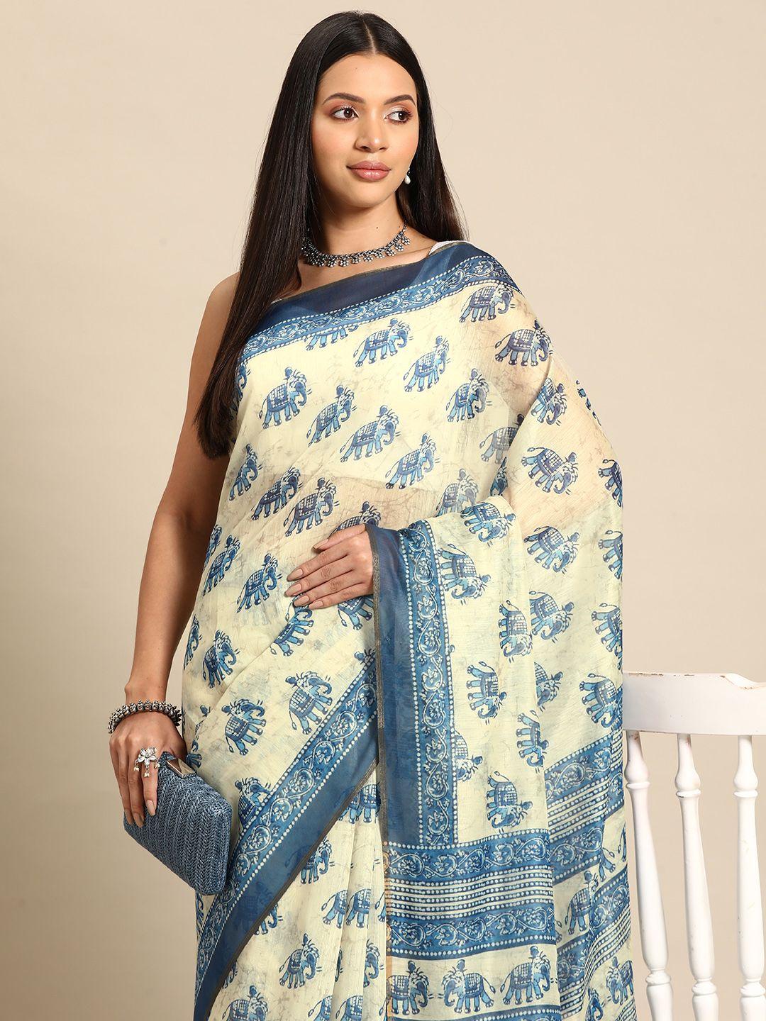 silk land dabu printed block print saree