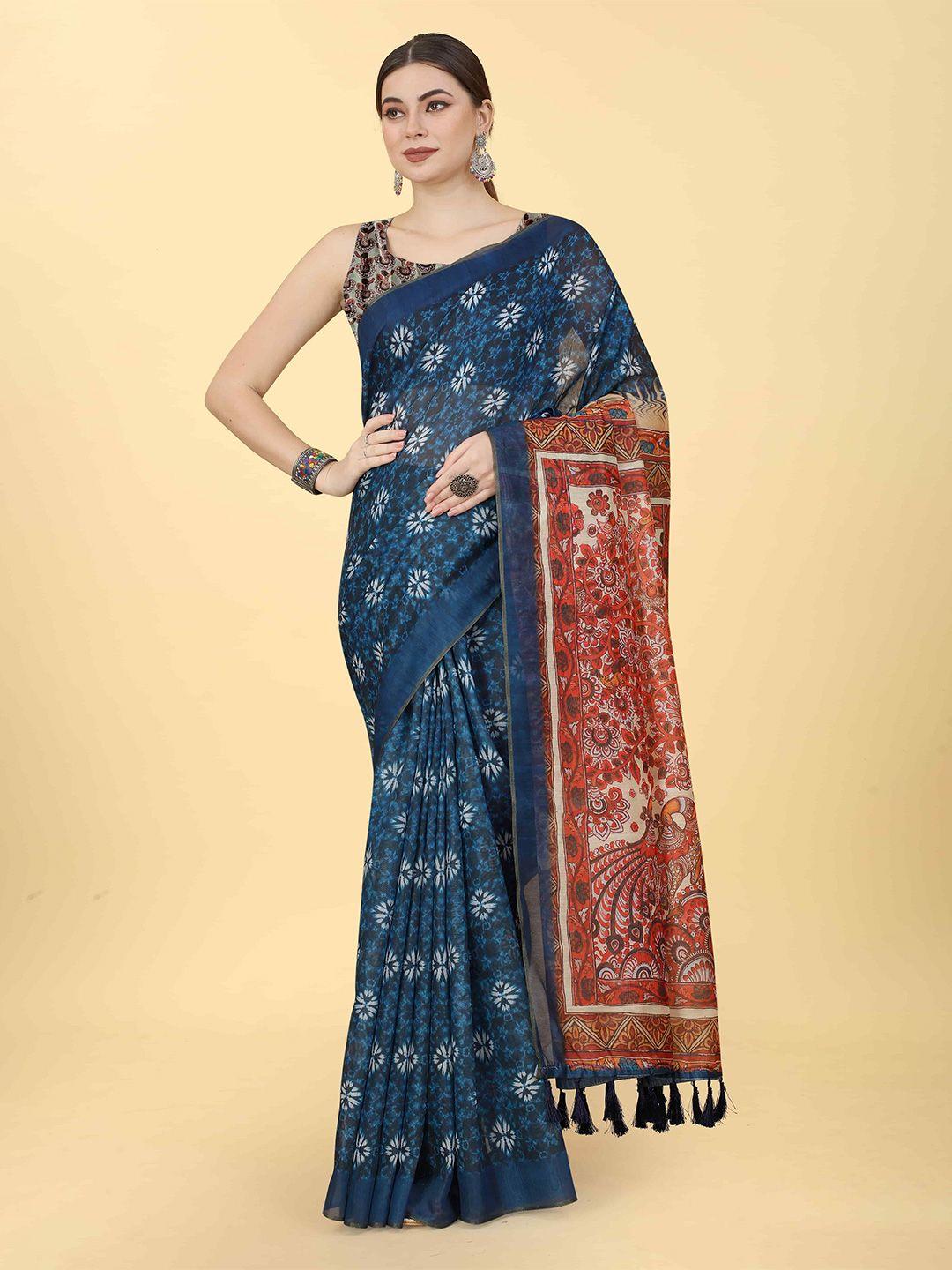 silk land ethnic motif printed zari chanderi saree