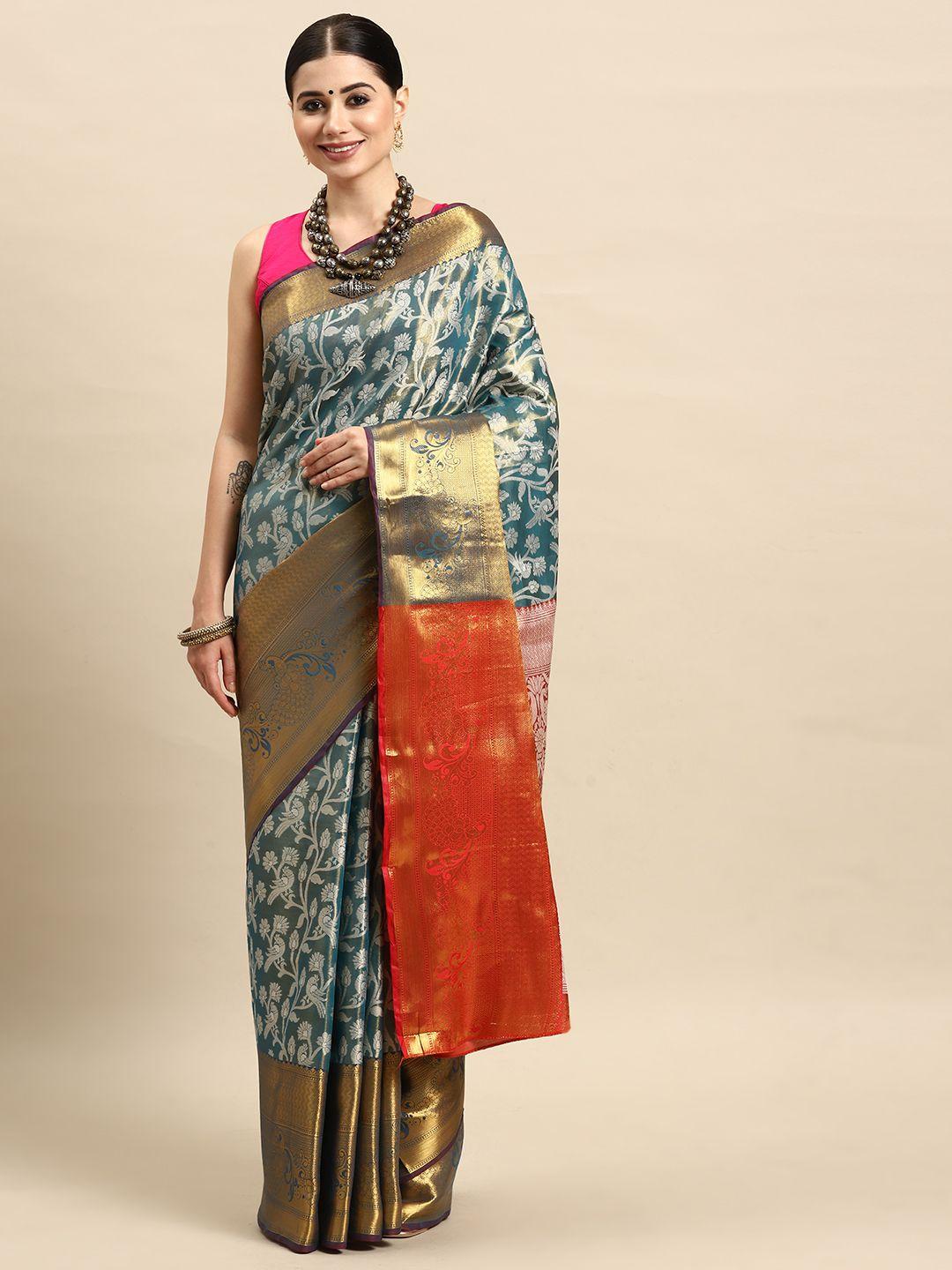 silk land ethnic motifs woven design brocade banarasi saree