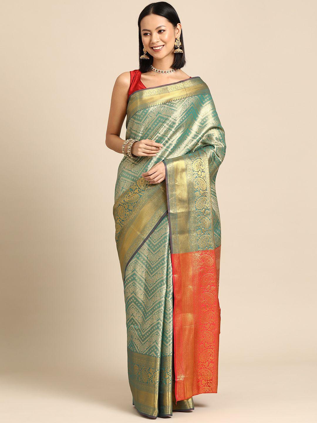 silk land ethnic motifs zari brocade banarasi saree