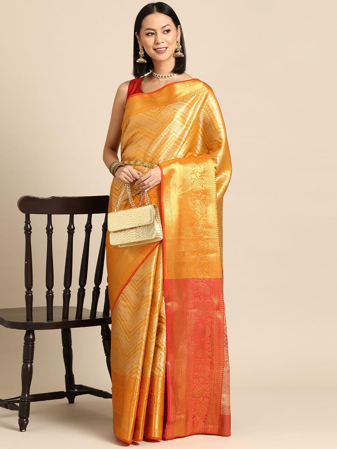 silk land ethnic motifs zari brocade banarasi saree