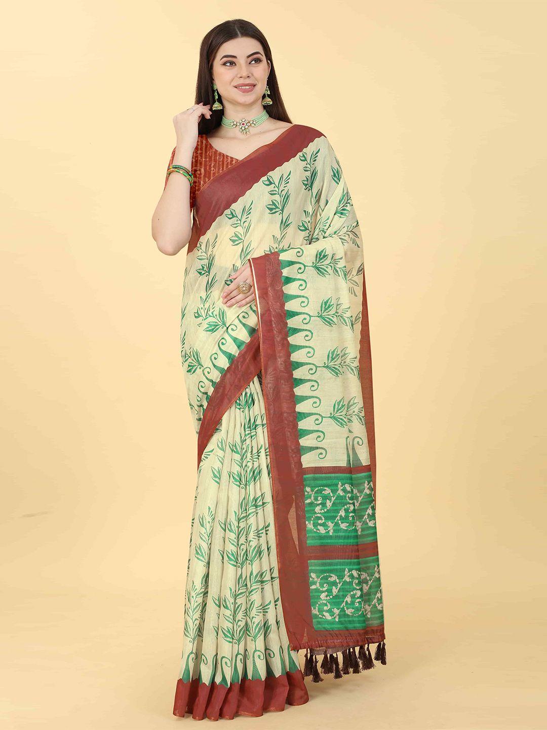 silk land floral printed saree