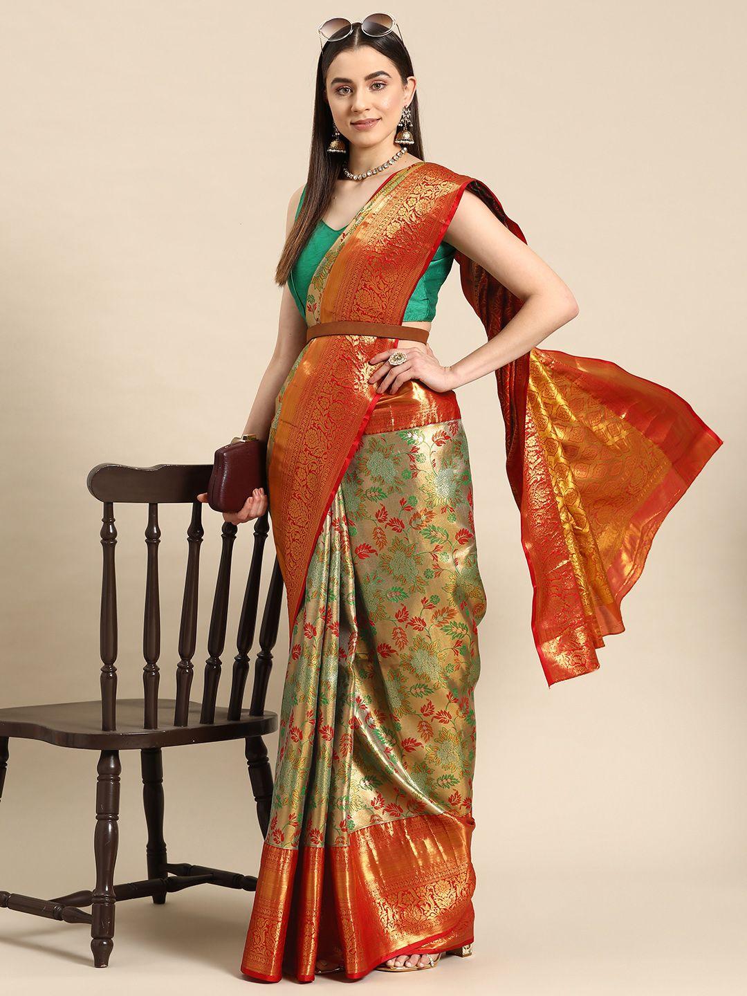 silk land floral woven design zari pure silk banarasi saree