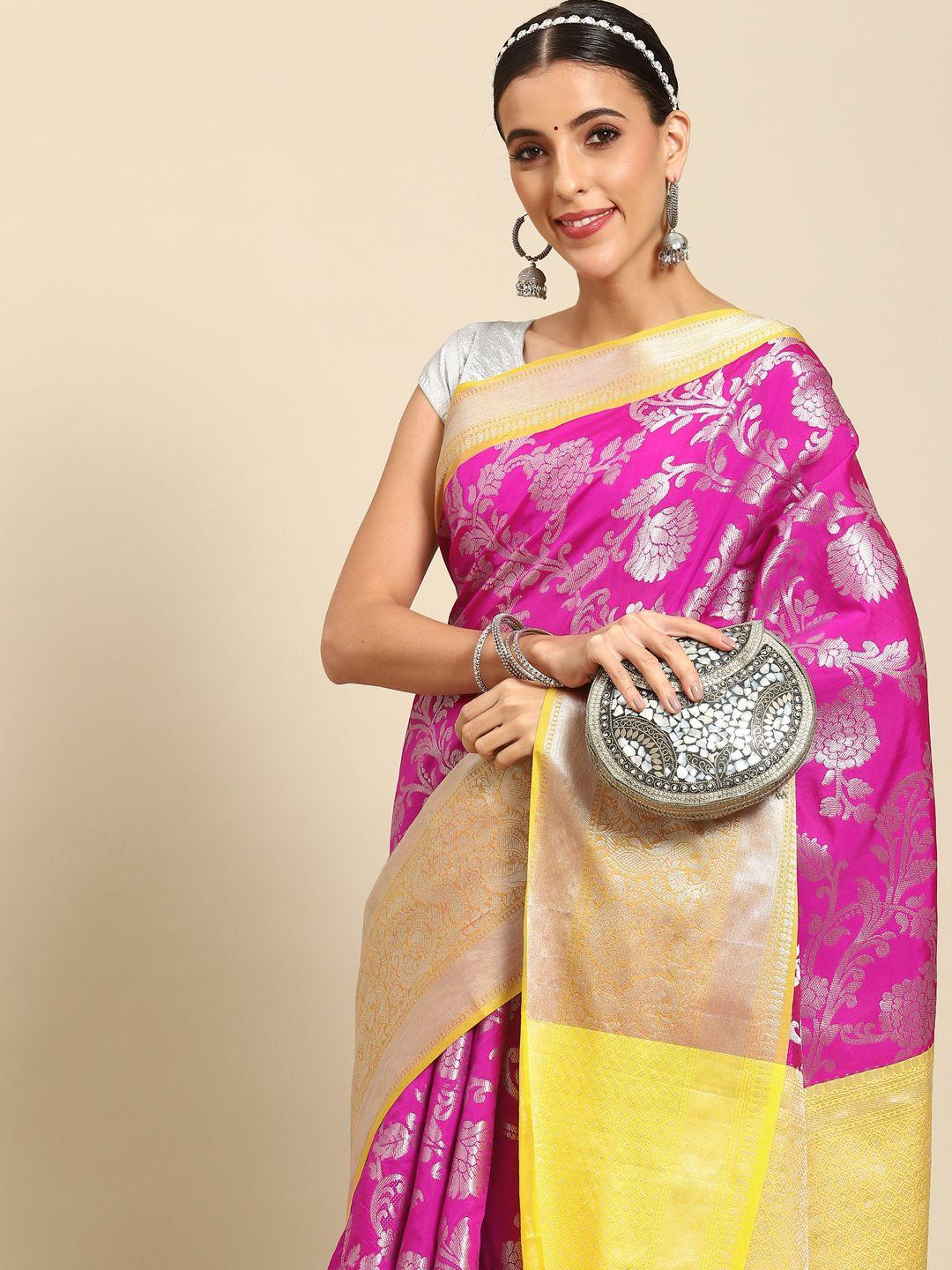 silk land floral zari art silk banarasi saree