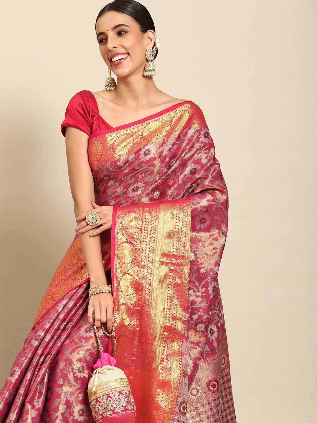 silk land floral zari art silk kanjeevaram saree