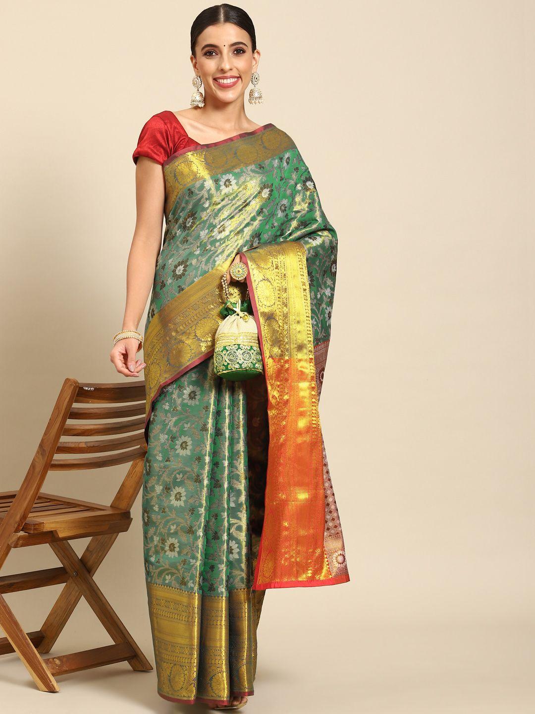 silk land floral zari art silk kanjeevaram saree