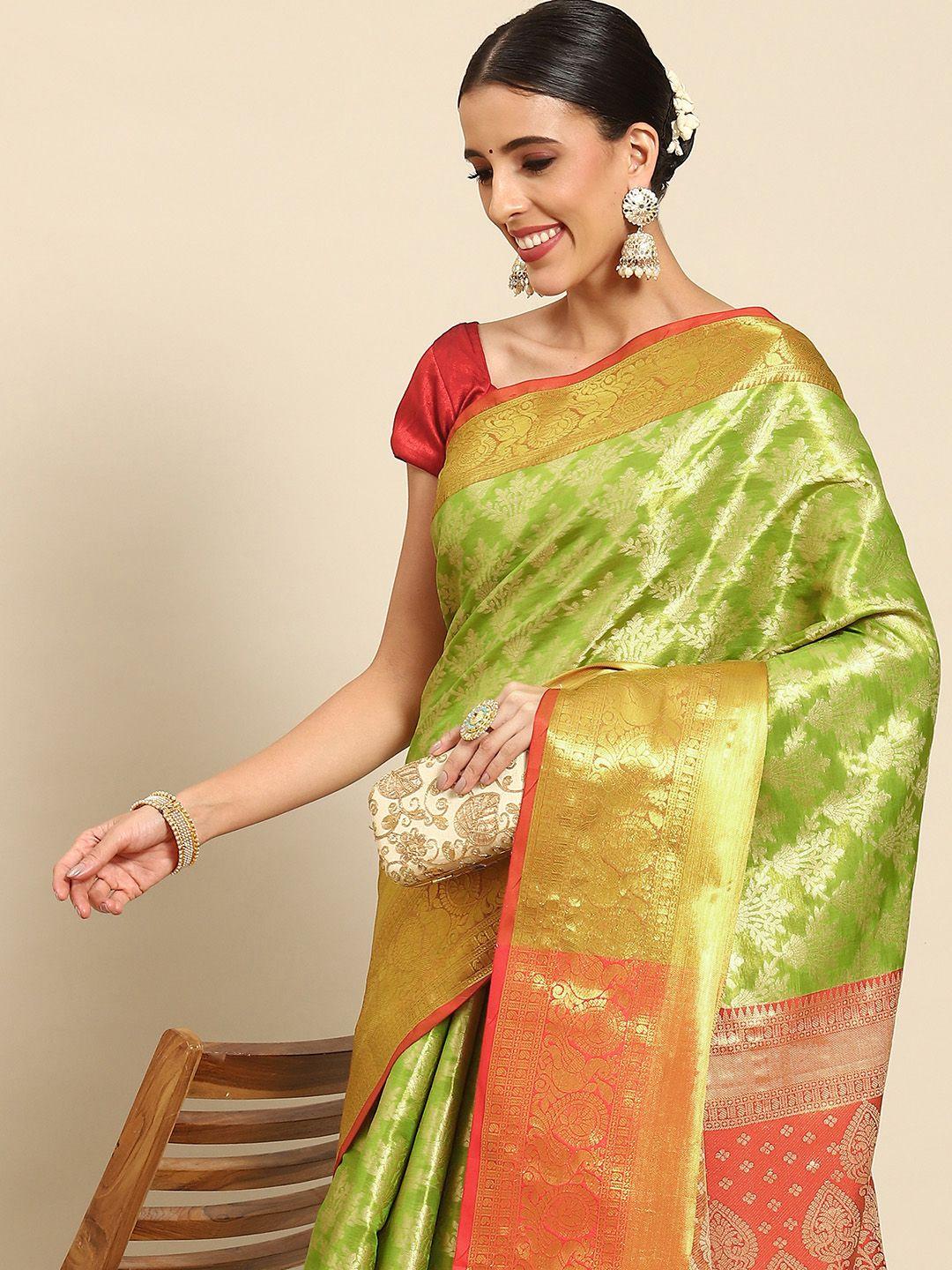 silk land floral zari art silk kanjeevaram saree