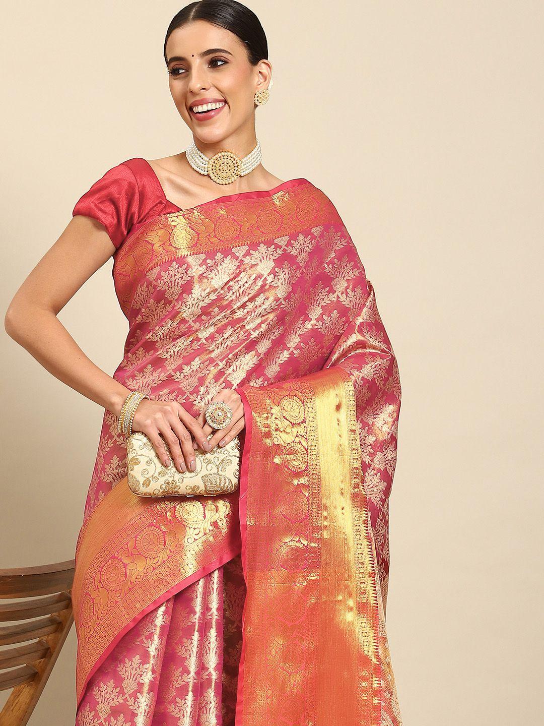 silk land floral zari art silk kanjeevaram saree