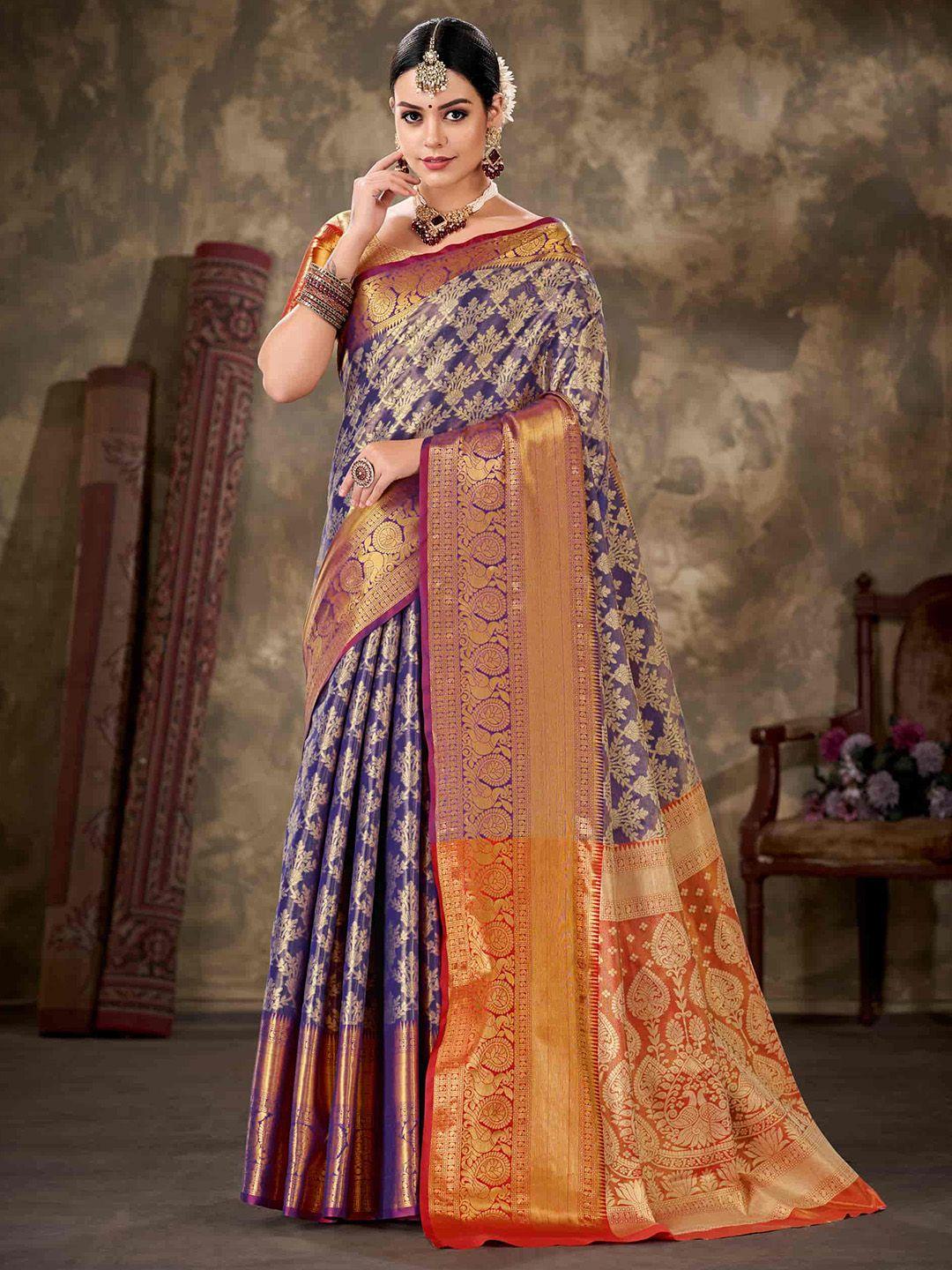 silk land floral zari art silk kanjeevaram saree