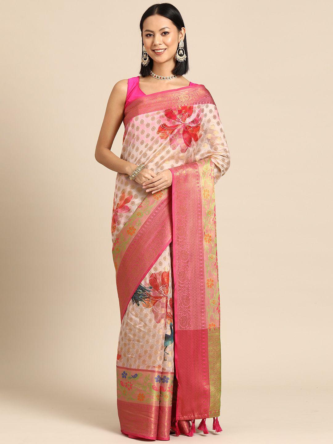 silk land floral zari art silk kanjeevaram saree