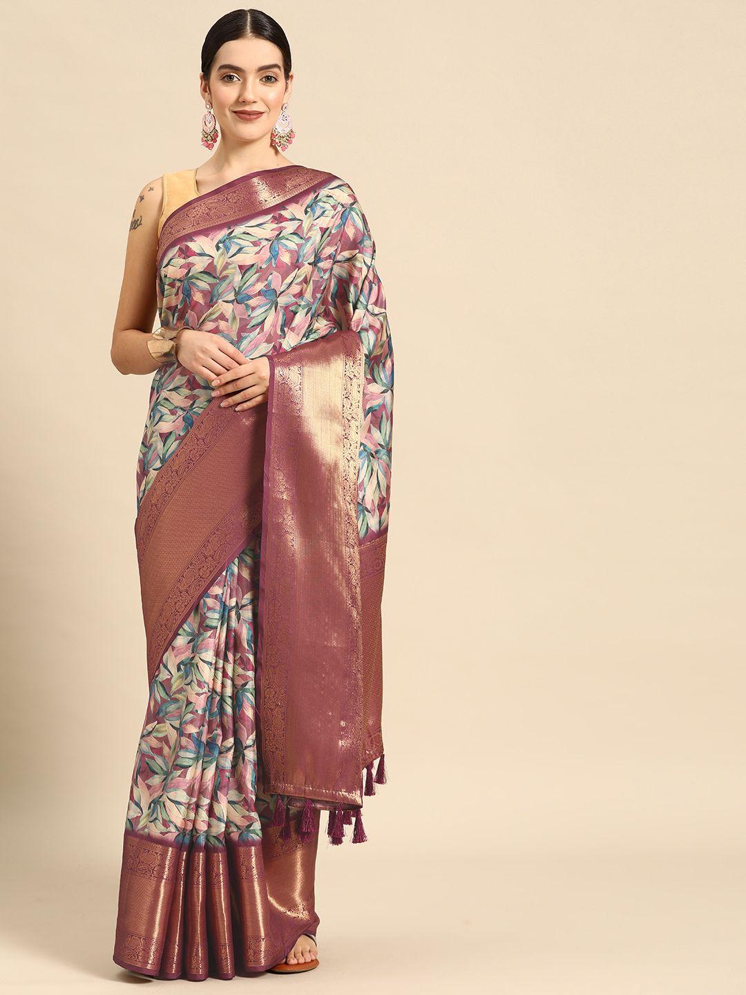 silk land floral zari art silk kanjeevaram saree