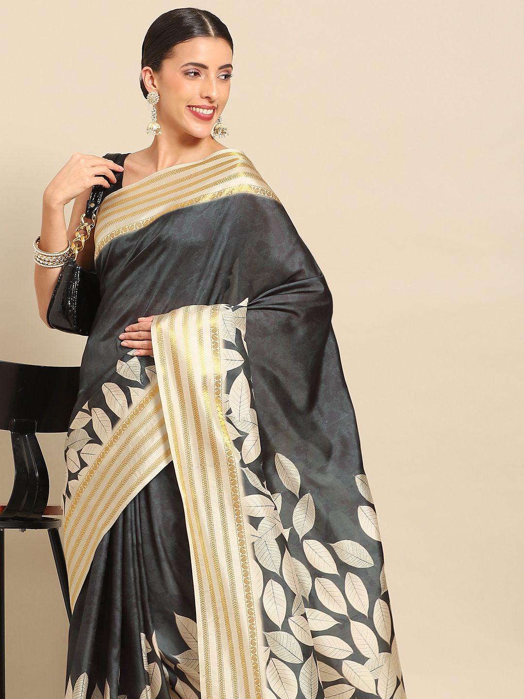 silk land floral zari banarasi saree