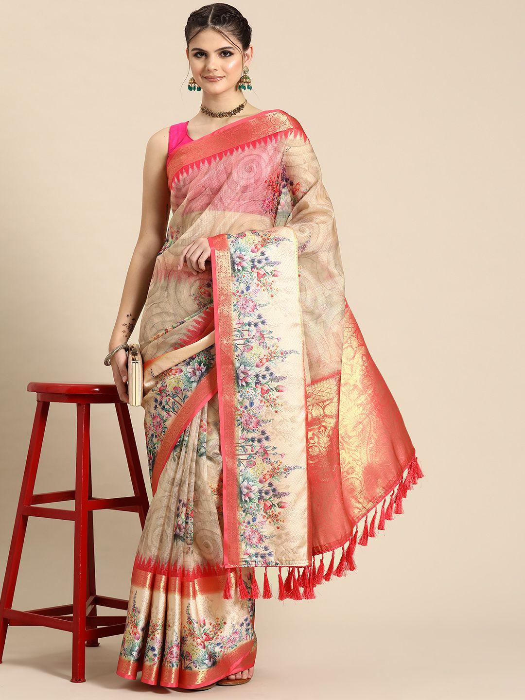 silk land floral zari kanjeevaram saree