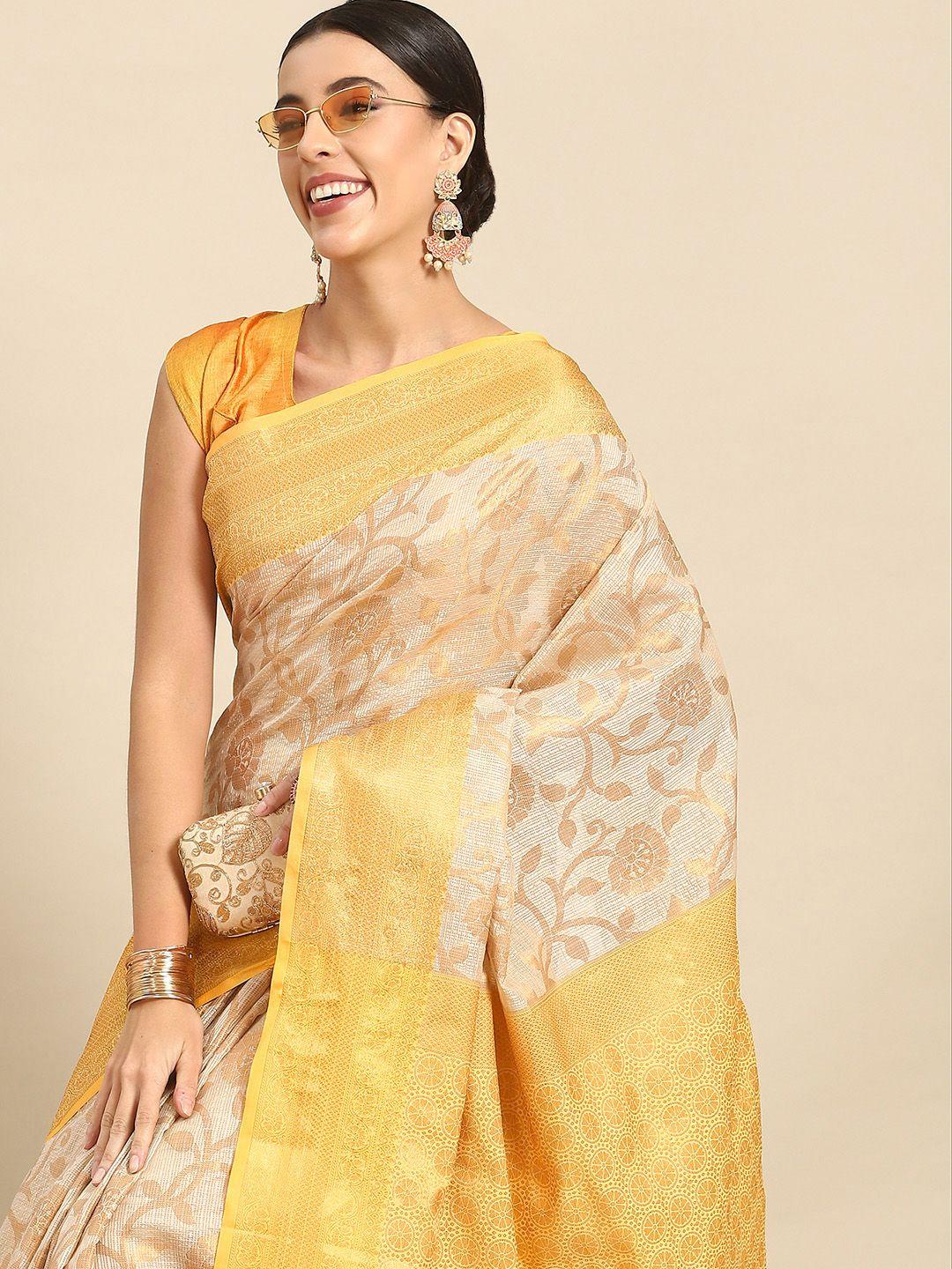 silk land floral zari tissue mysore silk saree