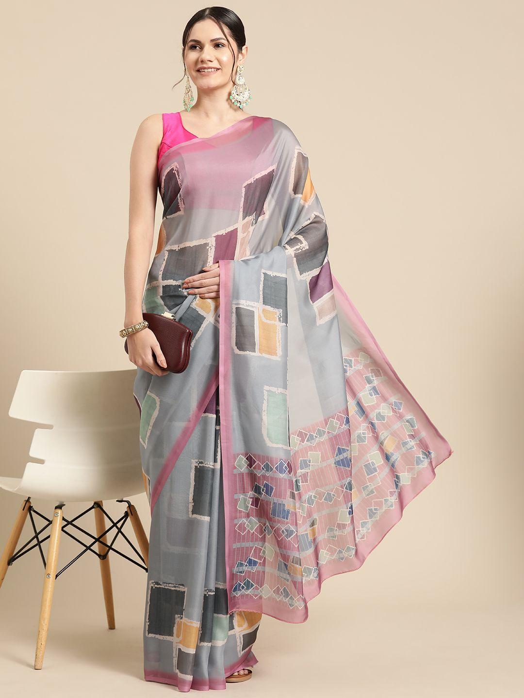 silk land geometric printed saree