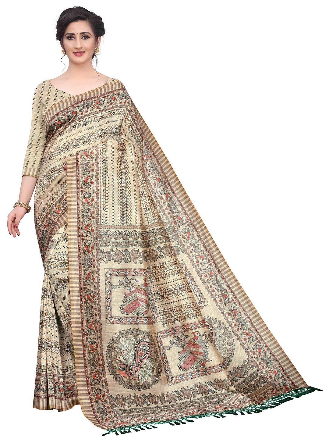 silk land grey kalamkari pure cotton ikat saree